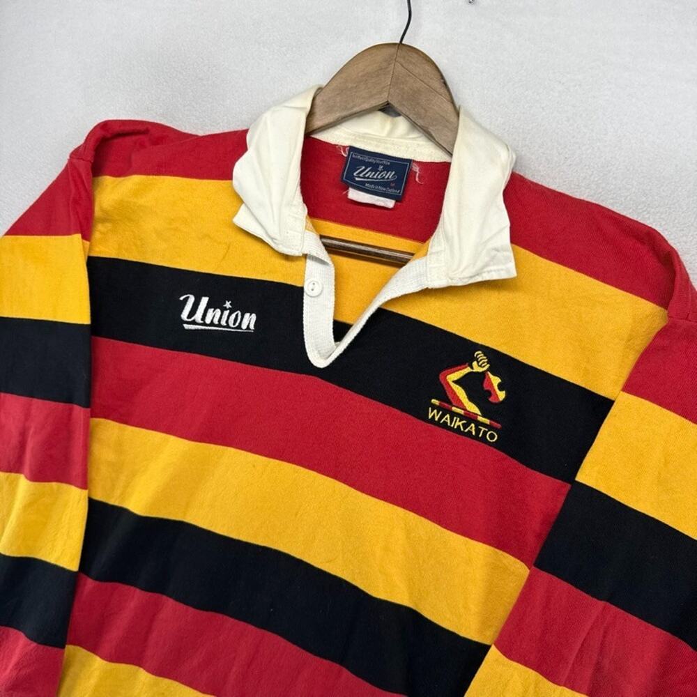 Vintage Waikato Rugby Shirt Men's medium Red Yellow Black Union New Zealand 80s